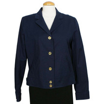 Ralph Lauren Navy Blue Stretch Cotton Canvas Crop Jacket 16 - £70.47 GBP