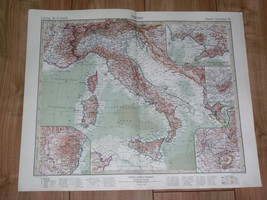 1927 Original Vintage Map Of Italy Rome Sicily Venice Naples Milan Turin Palermo - £19.26 GBP