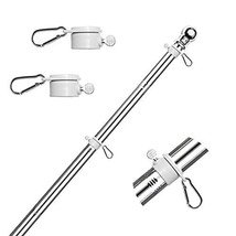 6 FT Flag Pole Sectional Kit with Rotating Rings and Flag Pole Clips, Ad... - £31.57 GBP