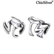 Women tree frog ear cuff 925 sterling silver non piercing ear clip earrings punk gothic thumb200