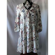 Mudd Womens Floral Quarter 3/4 Sleeve Dress Tie V-Neck White Size Small - €13,69 EUR