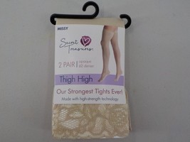 Secret Treasures 2 Pair Thigh High Opaque Tights Missy Size Beige Lace Top Nip - £6.38 GBP