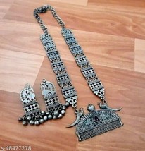 Indian Women Silver Oxidized Necklace Set Bohemian Gypsy Fashion Jewelry Gift - £27.86 GBP