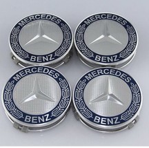 4 Pcs SET Mercedes Benz Wheel Center Caps Emblem Dark Blue Hubcaps 75MM (DB) - £15.63 GBP