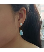 Pearl Moonstone Teardrop Earrings, 18K Gold Tone, S925 Post - $29.99