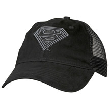 Superman Classic Symbol Black on Black Curved Brim Adjustable Dad Hat Black - £23.90 GBP