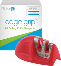 Kitcheniq 50883 Edge Grip 2-Stage Knife Sharpener, Red, Coarse &amp; Fine Sharpeners - £11.79 GBP