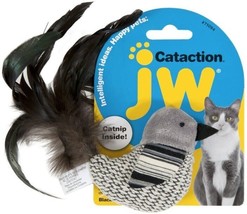 JW Pet Cataction Catnip Black and White Bird Cat Toy With Feather Tail - £7.26 GBP
