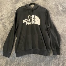 North Face Hoodie Mens XL Black Big Logo Print Sweater Pullover Outdoors Fleece - £12.77 GBP