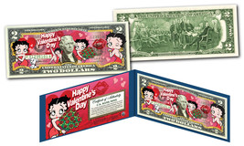 BETTY BOOP  * Happy Valentine&#39;s Day * Officially Licensed Colorized U.S. $2 Bill - £11.20 GBP