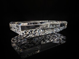 Diamond Crown Bristol Crystal  Ashtray  Measures 8" L x 4.5" W x 2" H  NIB image 3