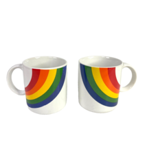 Rainbow Graphic 2 Vintage FTDA Florist Coffee Mug Lot LGBTQ Couple 80s Korea - £27.79 GBP