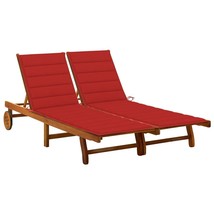  Sunlounger Wooden brown, Red Cushion - $10,396.45 MXN