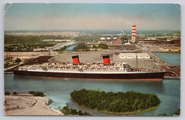 Queen Elizabeth Ship At Port Everglades Fort Lauderdale Florida Vintage Postcard - £11.14 GBP