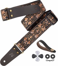 Nefelibata Guitar Strap, 2&quot; Jacquard Embroidery Guitar Straps, Full Grain - $37.99