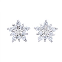 Zircon Snowflake Ear Stud Full Diamond Five-Pointed Star Christmas Earrings Exqu - £7.85 GBP