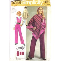 Vintage Sewing PATTERN Simplicity 9066, Misses Jiffy 1970 Jumpsuit and Poncho - £11.60 GBP