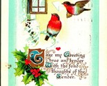 Gilt Bells Sparrow Window Icicle Holly Poem Xmas Christmas BB London Pos... - £5.39 GBP