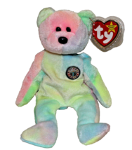 1999 “B.B. BEAR” BIRTHDAY BEAR BUTTON ON CHEST PASTEL 8.5” TUSH &amp; HANG TAGS - £3.91 GBP