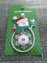 Christmas Snowman  Personalized &quot;Eli&quot; Collectable Silver Ornament Ganz New - £20.14 GBP