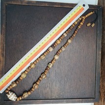 South Asian Burmese Antiques Trade Pumtek petrified Wood Beads Necklace - $116.40
