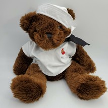 Vintage Navy Sailor Teddy Bear Forces Of America White Uniform Brown Plush 1989 - £31.46 GBP