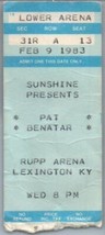 Pat Benatar Concert Ticket Stub Février 9 1983 Lexington Kentucky - £41.21 GBP