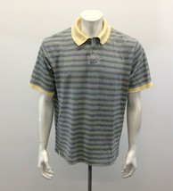 Field Gear Polo Shirt Men&#39;s Large Cotton Pattern Yellow Blue Short Sleeve - $150.53 MXN