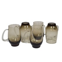 Vintage 70s Libbey Hand-Blown Smoky Tempo Tankard Glass Mugs D Handles S... - £31.18 GBP