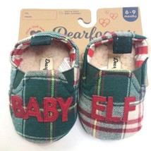 Dearfoams Baby Elf Plaid Slippers Size Infant 6-9 months Flannel &amp; Faux Fur  - £15.67 GBP