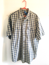 Carhartt Shirt Mens Xl Green/Blue Plaid Short Sleeve Button Front Pocket... - $28.45