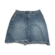 New York A-Line Skirt Women&#39;s 6 Blue Denim 100% Cotton 5-Pockets Frayed Hem - $21.28