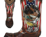 Western USA Flag Horseshoe Southwest Feathers And Horse Cowboy Boot Mone... - $25.99