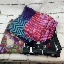 Womens Fashion Scarf Head Wrap Lot Of 4 T Chevron Pink Blue Black Floral - £11.22 GBP