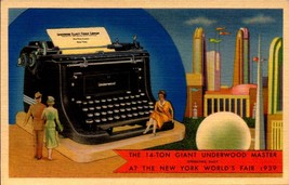 1939 New York World&#39;s Fair POSTCARD- Giant Underwood Master Typewriter BK62 - £5.88 GBP