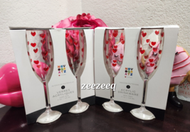 Novogratz Valentines Day Red Hearts Acrylic Wine Flute Glasses Set of 4 - £44.21 GBP