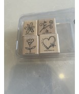 NEW STAMPIN UP  Doodle That 4 PCS  WOOD Rubber Stamps MOUNTED 2007 Flora... - €12,29 EUR