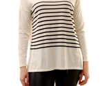 SUNDRY Womens Sweatshirt Long Sleeve Striped Stylish Casual Soft Ivory S... - $45.11