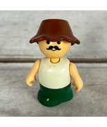 Vintage L&#39;il Playmates Man Brown Hat Green Pants White Shirt 2&quot; Tall - £10.15 GBP