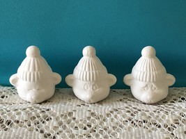 W4 - 3 Christmas Bear Heads Ceramic Bisque You Paint, Unpainted* - €1,74 EUR