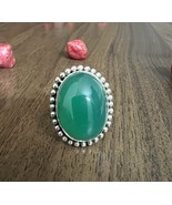 Green Onyx Ring, May Birthstone Ring, Oval Cabochon Jewelry, Onyx Statem... - $1,123.29 MXN