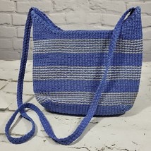 Stone Mountain Purse Woven Handbag Blue Striped Crossbody Bag Flaw  - £13.42 GBP