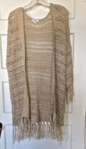 Umgee Tan Open-Knit Cardigan with Fringe Size S/M - $22.10