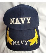 Hat US Navy Blue Cap Strapback Gold Scrambled Eggs Veteran Military - $7.88