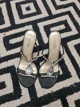 One Heeled Slippers With Silver Gems For Women Size 7uk Express Shipping - $27.00