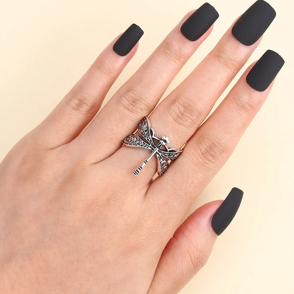 Retro Creativity Dragonfly Shape Ring Brand Women Simple For Multiple Occasions  - £13.57 GBP
