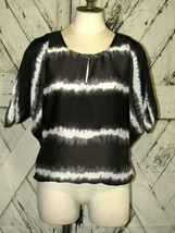 Converse One Star Semi Sheer Black &amp; White Cinch Waist Batwing Blouse To... - $14.85