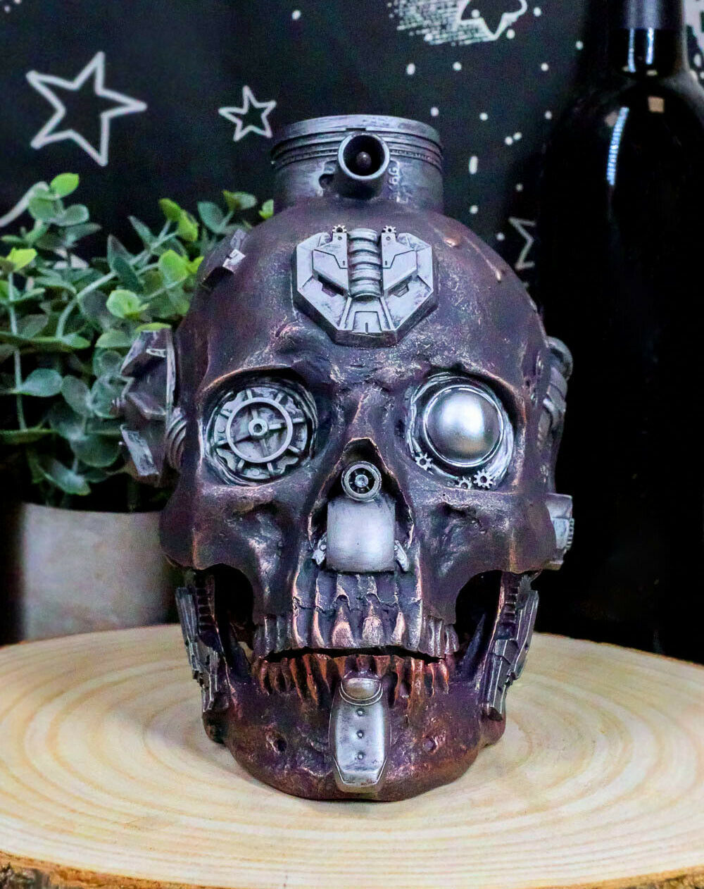 Steampunk Cyborg Steam Cerebrum Cobra Clan Tank Rusted Cranium Skull Figurine