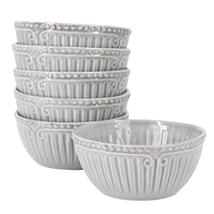 Modern Southern Home Capri 6 Piece 6 Inch Stoneware Embossed Cereal Bowl... - $34.99