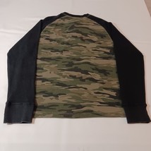 Black Jack Men's T-Shirt Black & Green Camo Henley Raglan Long Sleeve Tee Sz XL image 2